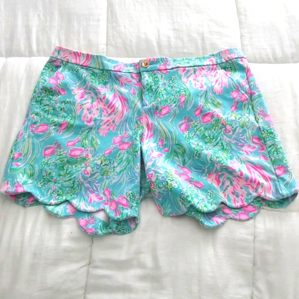 Lilly Pulitzer 6" Buttercup Knit Stretch Shorts 14 - Picture 2 of 4